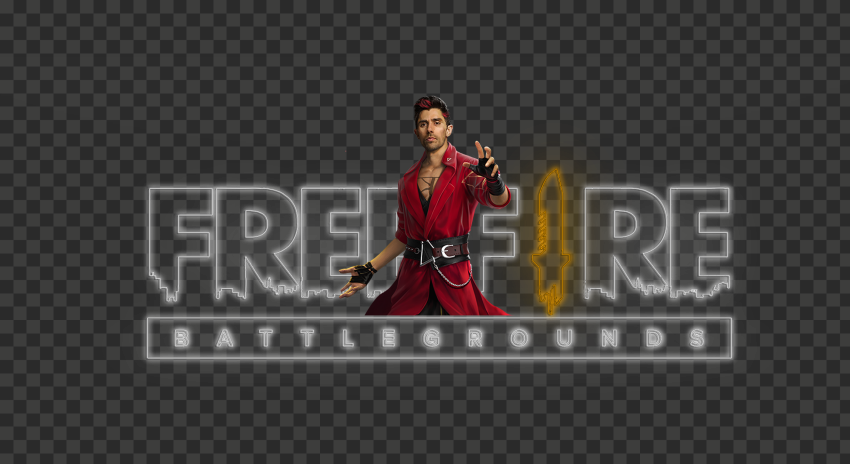 HD Free Fire K Professor Character With FF Neon Logo PNG