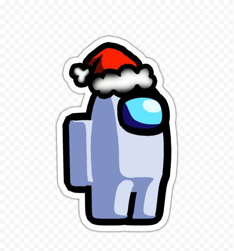 HD White Among Us Character Santa Hat Stickers PNG