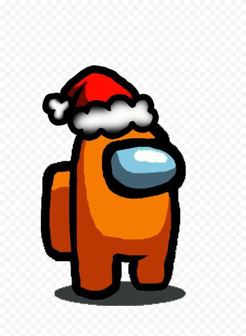 HD Orange Among Us Character With Santa Hat PNG