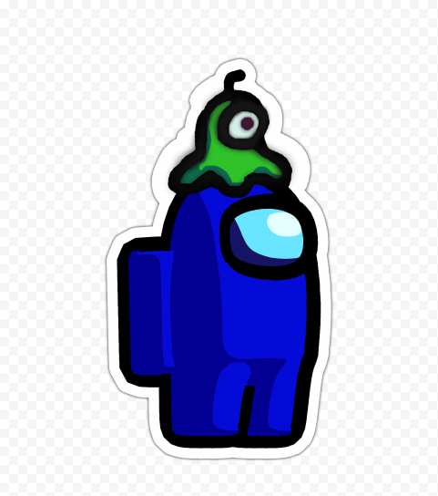 HD Among Us Crewmate Blue Character With Brain Slug Hat Stickers PNG