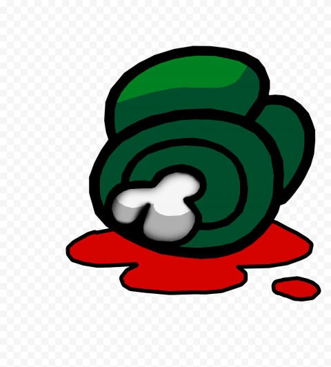 HD Green Among Us Crewmate Character Dead Body With Blood PNG Image with tr...