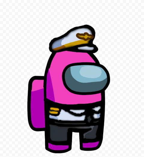 HD Pink Among Us Crewmate Character With Captain Costume PNG