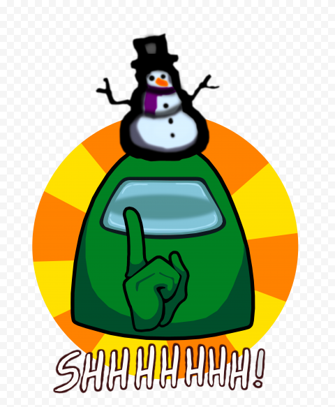 HD Green Among Us Crewmate Shhh Logo With Snowman Hat PNG