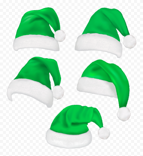 Real Santa Christmas Green Hats PNG 