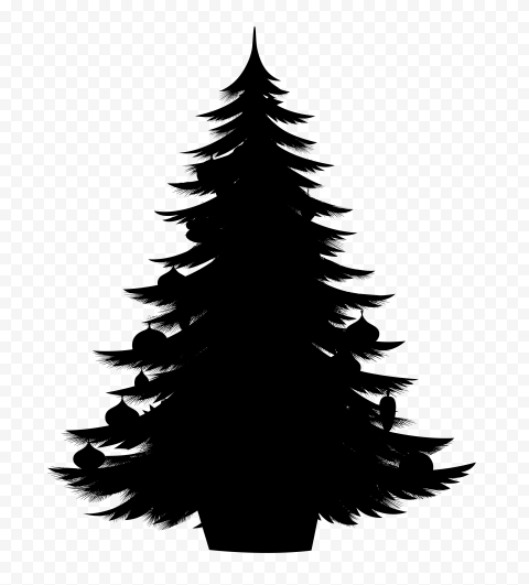 HD Decorated Christmas Tree Black Silhouette PNG | Citypng