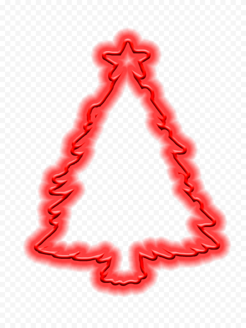 HD Red Neon Christmas Tree Silhouette PNG