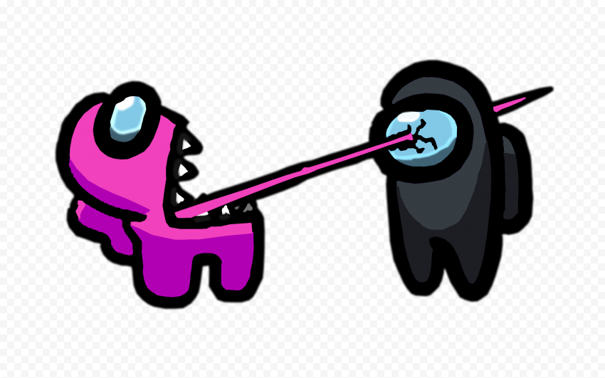 HD Among Us Crewmate Pink Character Tongue Kill Black PNG