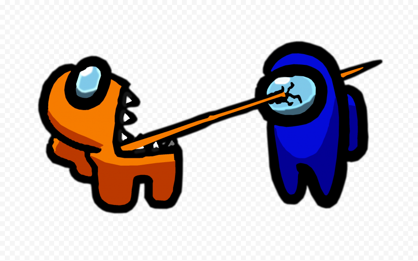 HD Among Us Crewmate Orange Character Tongue Kill Blue PNG Citypng