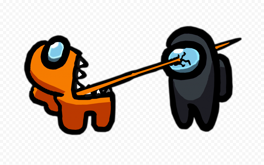 HD Among Us Crewmate Orange Character Tongue Kill Black PNG Citypng
