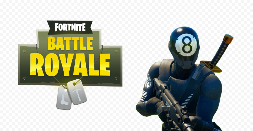 HD 8 Ball Player Character With Fortnite Logo PNG