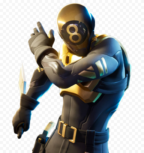 HD Fortnite Gold 8 Ball Player Character PNG