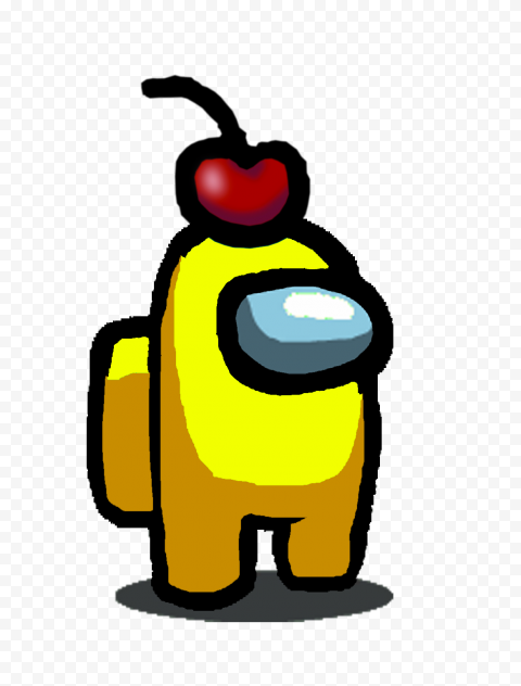 Hd Yellow Among Us Character With Cherry Hat Png Citypng