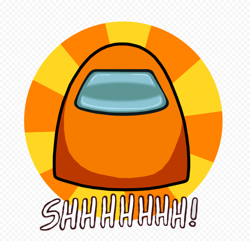 HD Orange Among Us Crewmate Shhh Logo Without Hand PNG