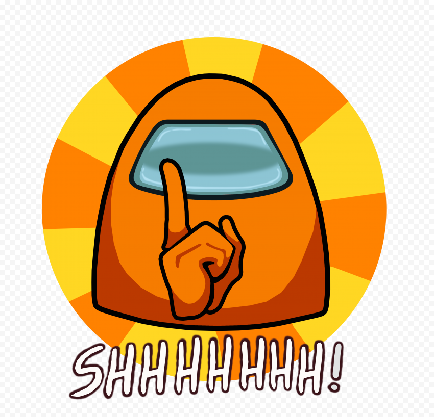 HD Orange Among Us Crewmate Shhh Logo PNG