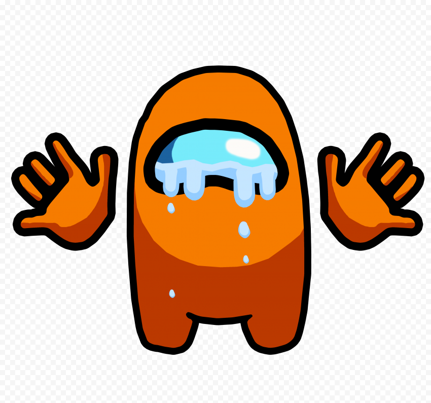 HD Orange Among Us Crewmate Front View Cry PNG Citypng