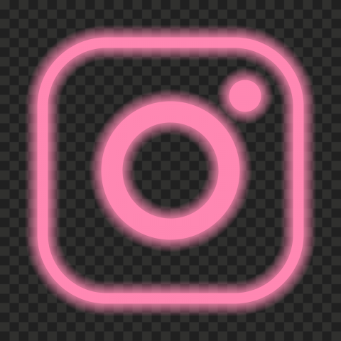HD Aesthetic Light Pink Outline Neon Instagram IG Logo Icon PNG