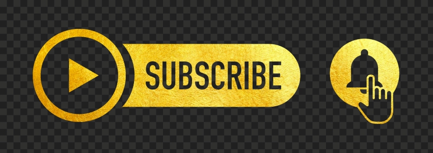 HD Youtube Gold Subscribe Button With Bell PNG