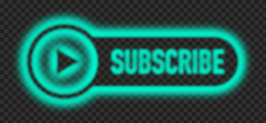 HD Youtube Aqua Green Neon Subscribe Button Logo PNG