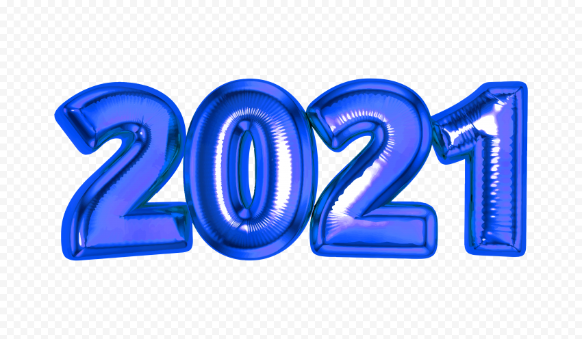 HD Blue 2021 Text Realistic Balloon Logo PNG