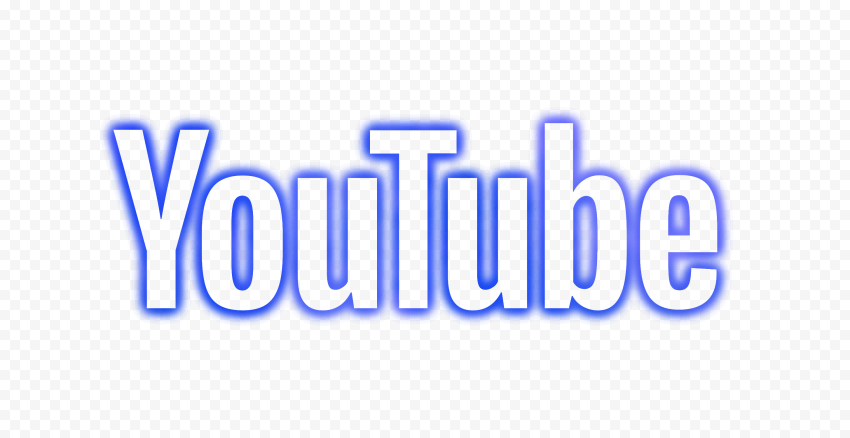 HD Blue Neon Aesthetic Youtube Word Text Logo PNG