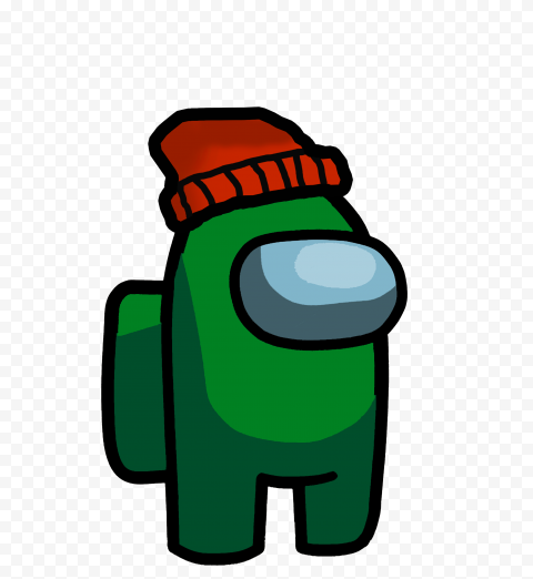 HD Green Among Us Crewmate Character With Red Beanie Hat PNG