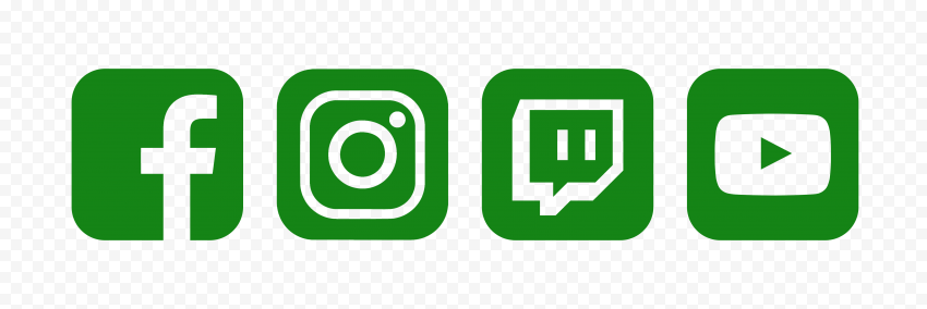 HD Green Facebook Instagram Twitch Youtube Square Icons PNG