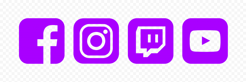 HD Purple Facebook Instagram Twitch Youtube Square Icons PNG