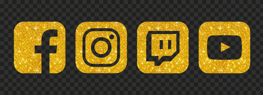 HD Gold Glitter Facebook Instagram Twitch Youtube Icons PNG