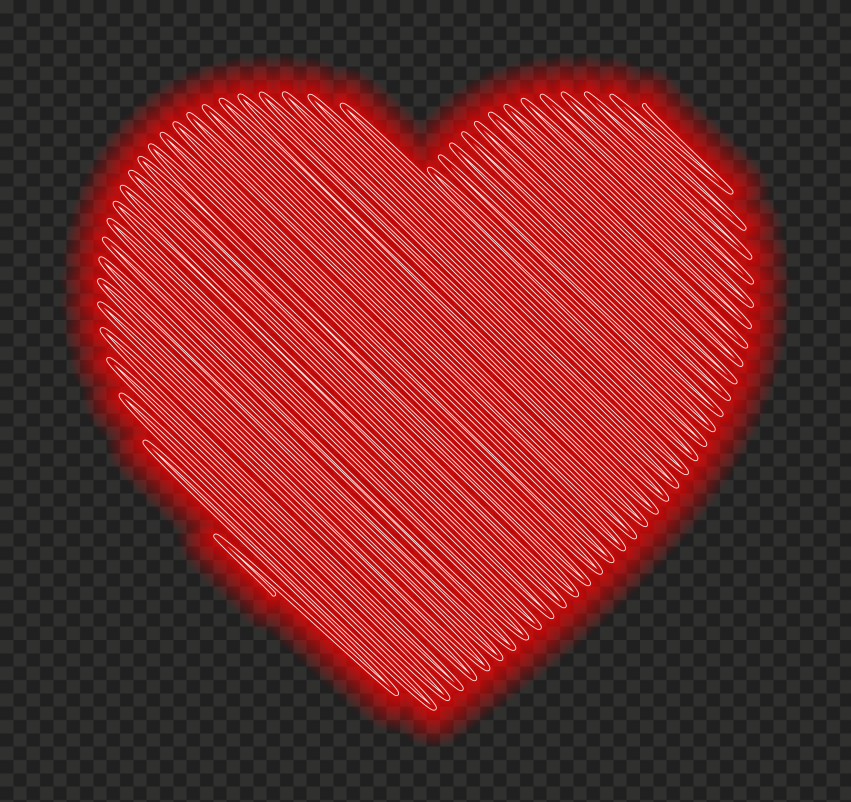HD Glowing Scribble Red Neon Valentine Day Love Heart PNG