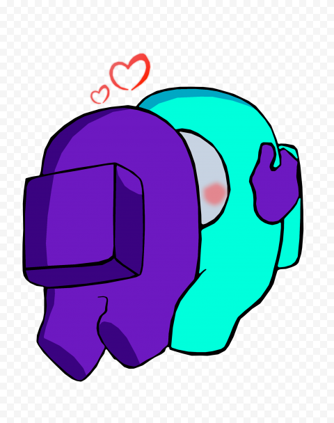HD Purple Kiss Cyan Among Us Characters In Love PNG | Citypng