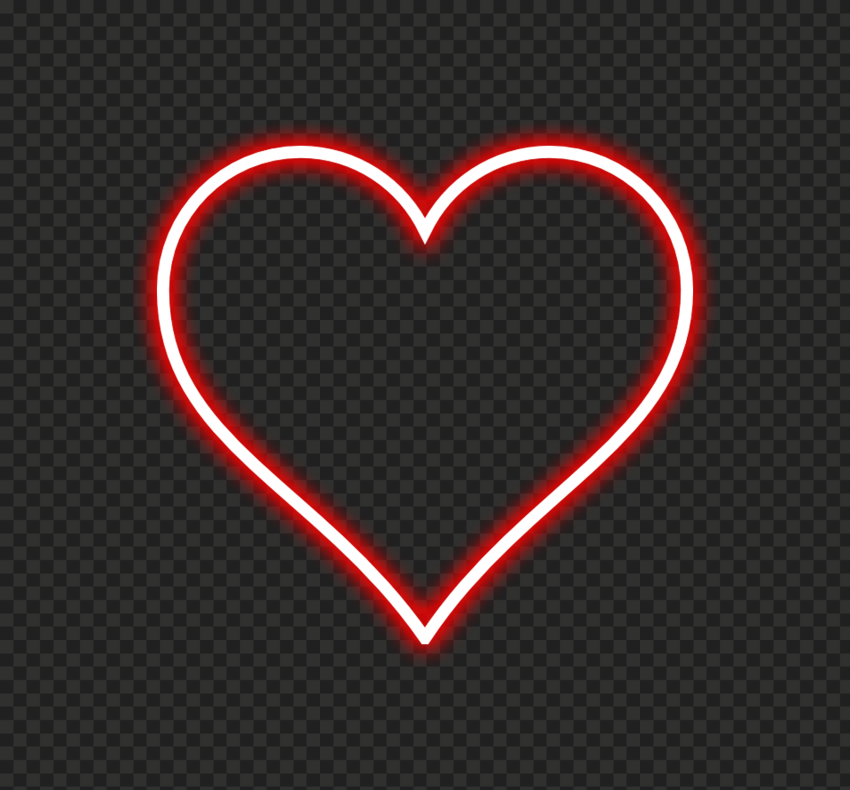 HD Red Aesthetic Neon Heart Love Valentine PNG