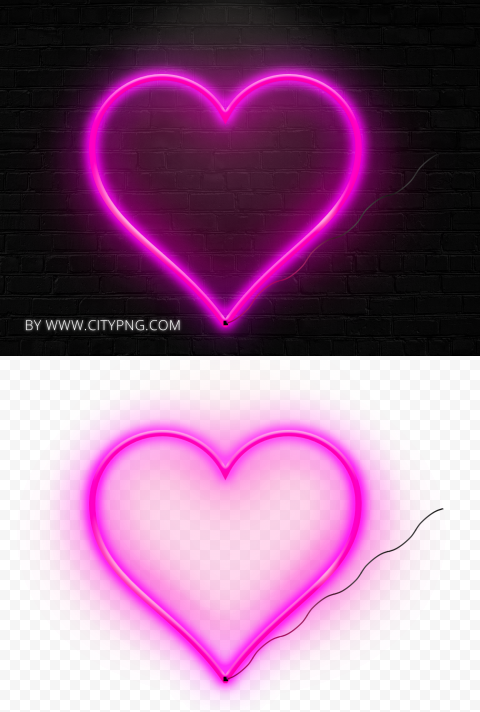 HD Aesthetic Realistic Neon Pink Heart Love Valentine Day PNG