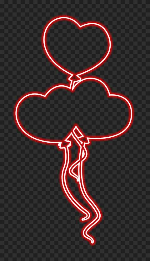 HD Red Neon Group Of Hearts Balloons Valentines Day PNG