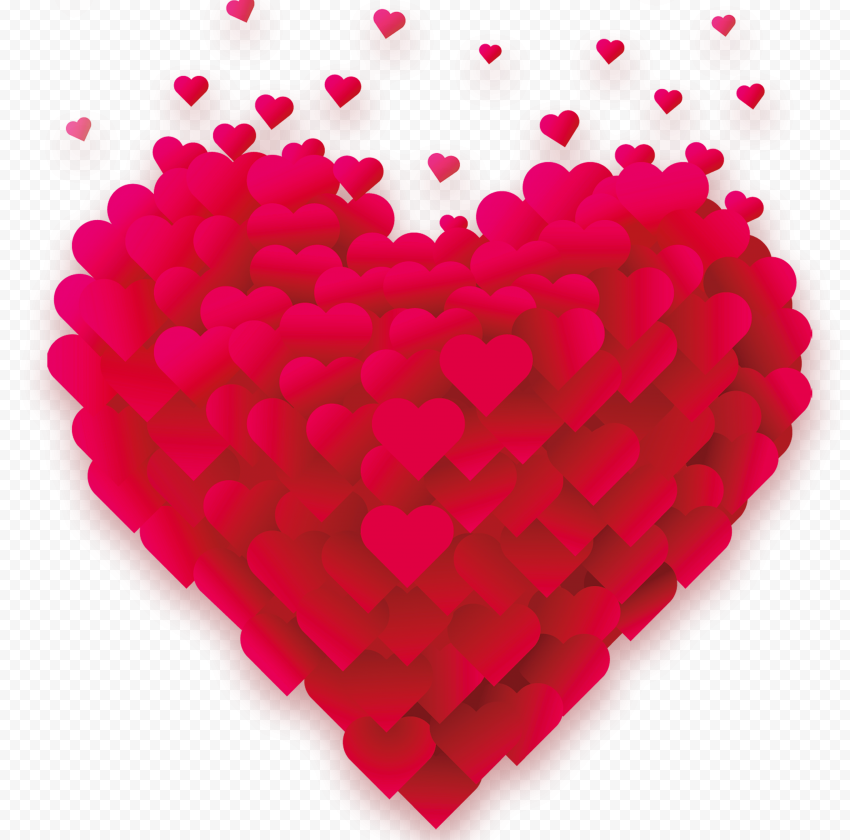 HD Group Of Pink Hearts In Big Heart Shape Valentine Day Love PNG