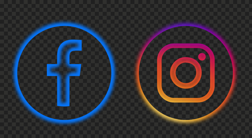HD Facebook Instagram Neon Aesthetic Logos Icons PNG