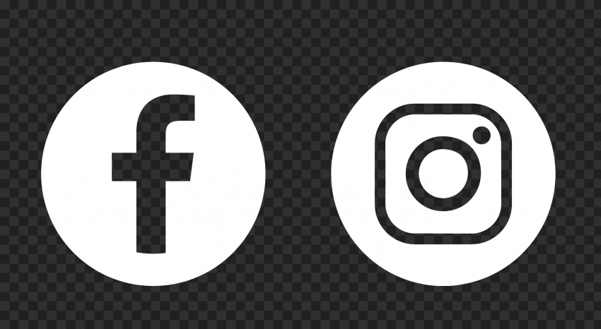 HD Facebook Instagram White Outline Round Logos Icons PNG