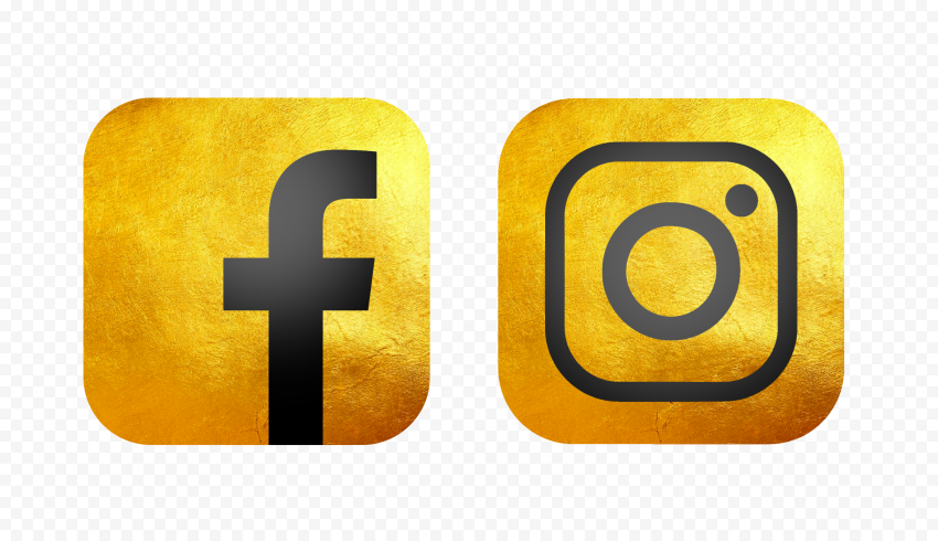 HD Luxury Gold Facebook Instagram Square Logos Icons PNG