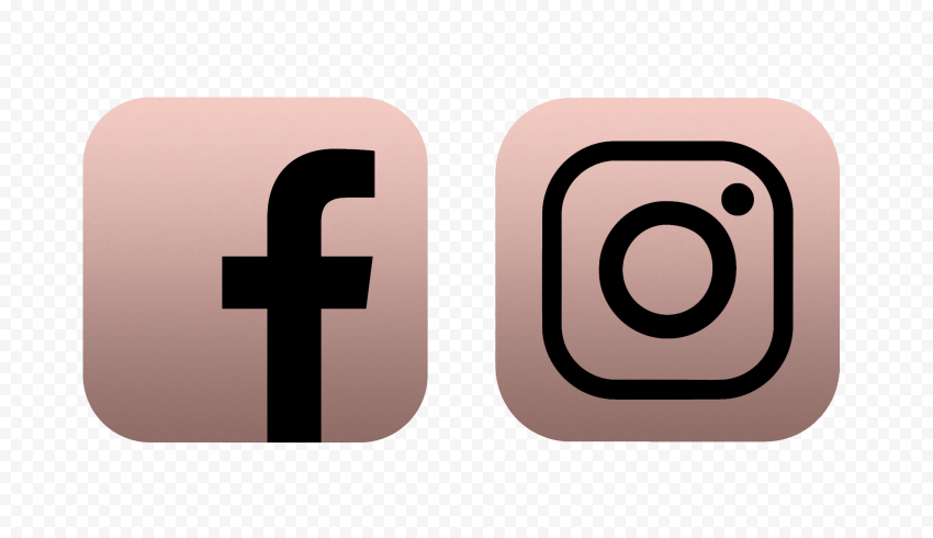 HD Facebook Instagram Rose Gold & Black Logos Icons PNG