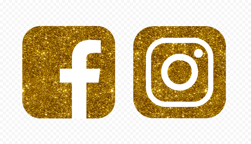 HD Facebook Instagram White & Gold Glitter Logos Icons PNG