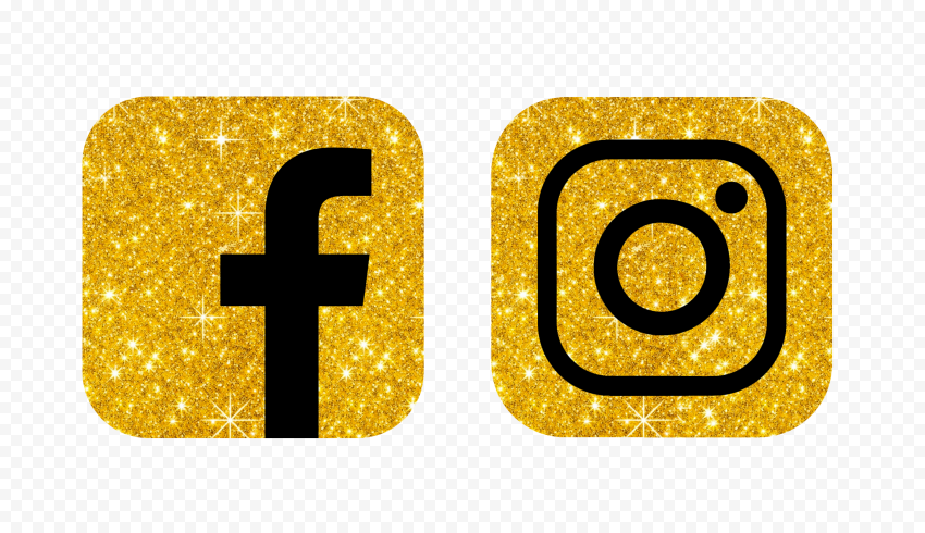 HD Facebook And Instagram Black Gold Glitter Logos Icons PNG