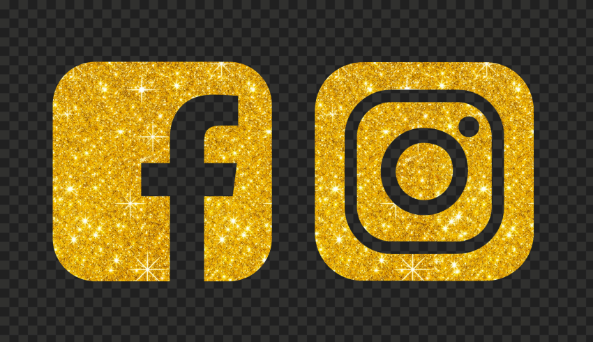 HD Facebook And Instagram Gold Glitter Logos Icons PNG