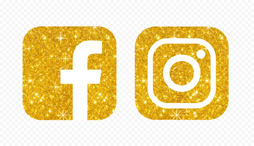 HD Facebook And Instagram White Gold Glitter Logos Icons PNG