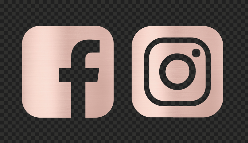 HD Rose Gold Facebook Instagram Logos Icons PNG