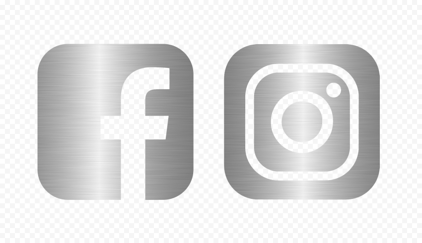 HD Facebook Instagram Silver Metal Square Logos Icons PNG
