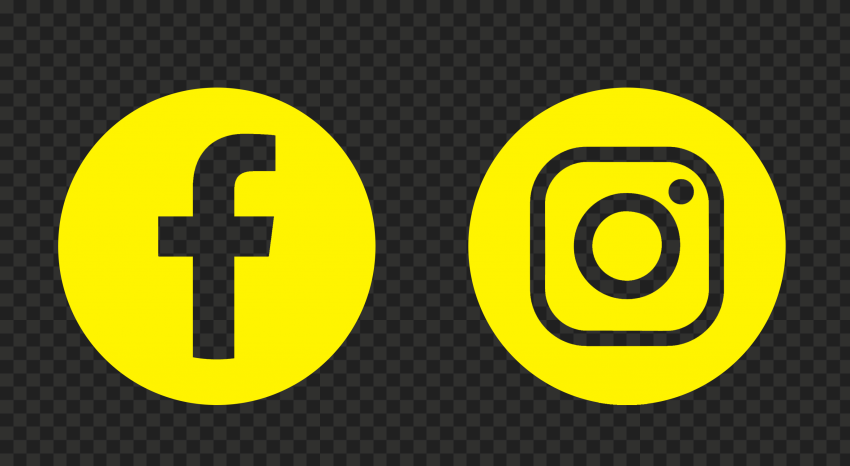 HD Facebook Instagram Yellow Outline Round Logos Icons PNG