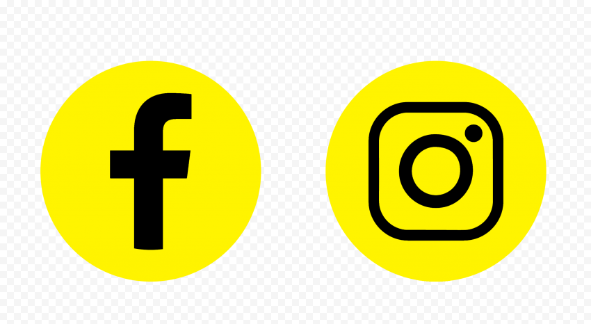 HD Facebook Instagram Yellow & Black Round Icons PNG