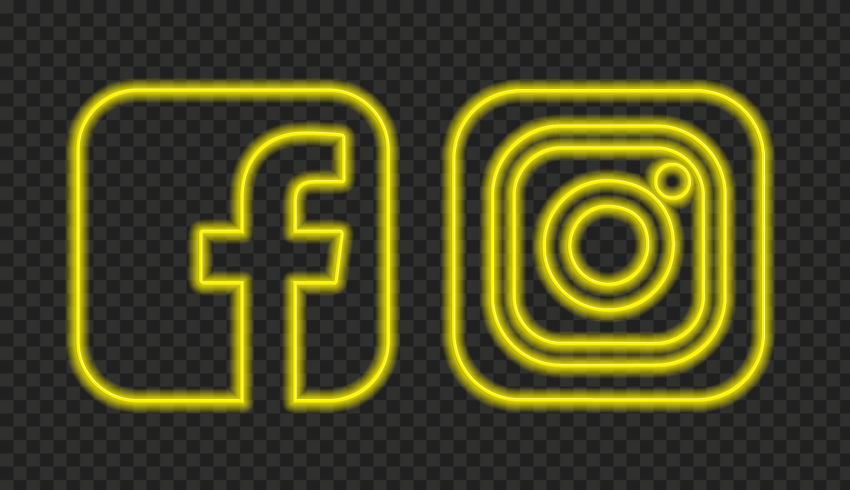 HD Yellow Neon Facebook Instagram Square Icons PNG