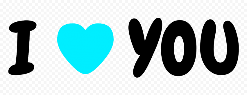 HD I Heart You I Love You Light Blue Heart Text Letters PNG