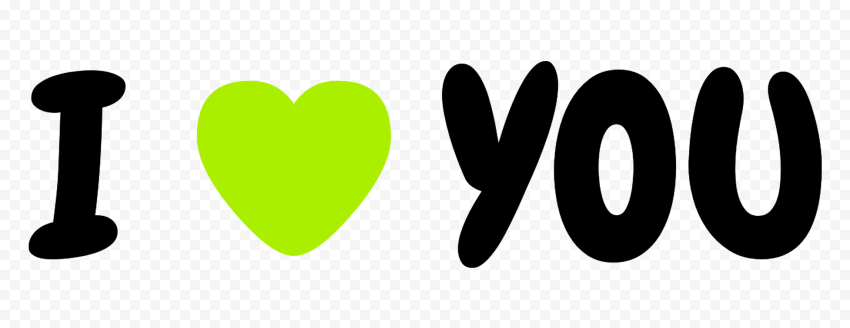 HD I Heart You I Love You Light Green Heart Text Letters PNG