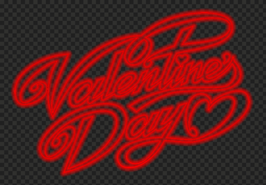 HD Glowing Neon Valentines Day Red Text Logo PNG